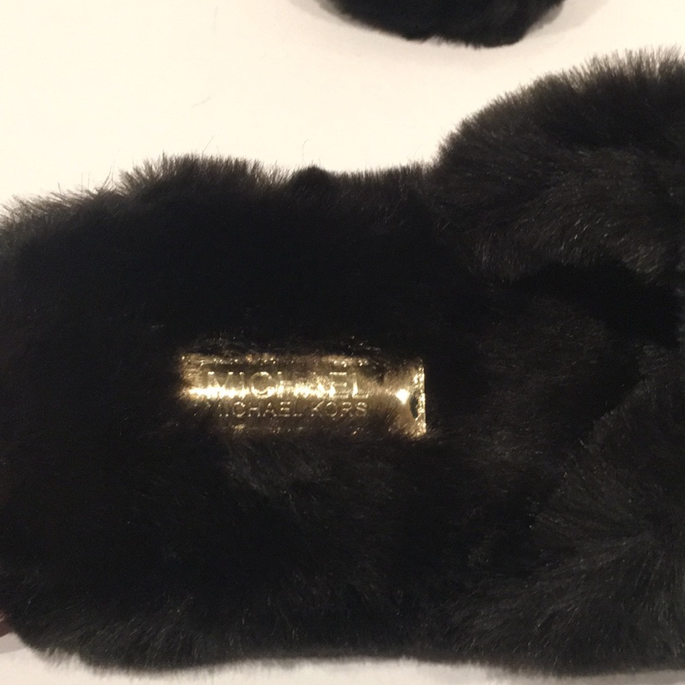 Michael Kors Black Faux Fur Slippers - Picture 5 of 6